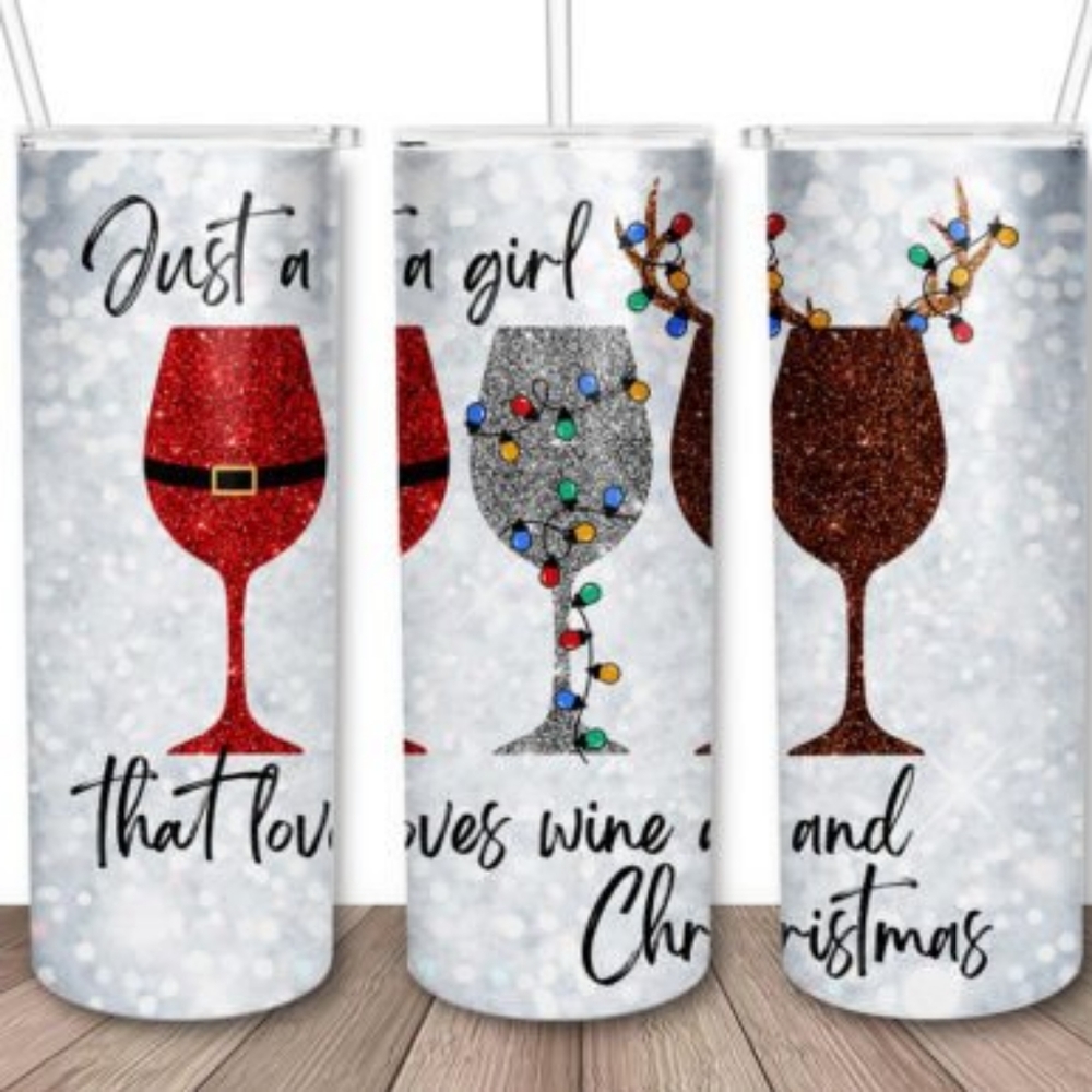 Just a girl that loves wine and Christmas 20oz Tumbler